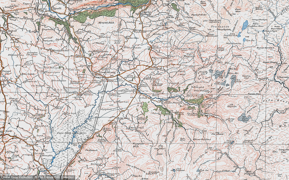 Old Map of Historic Map covering Brynhope in 1922