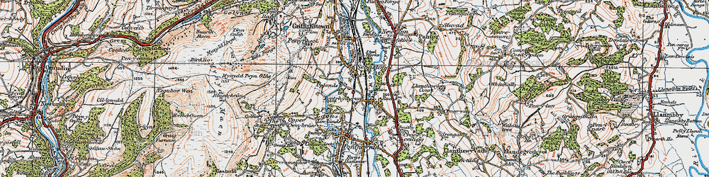 Old map of Pontrhydyrun in 1919