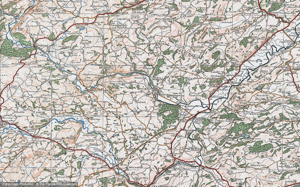 Old Map of Historic Map covering Plas coch in 1921
