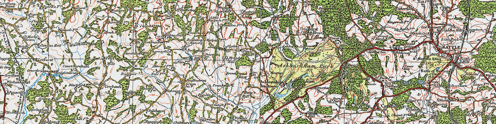 Old map of Ponts Green in 1920