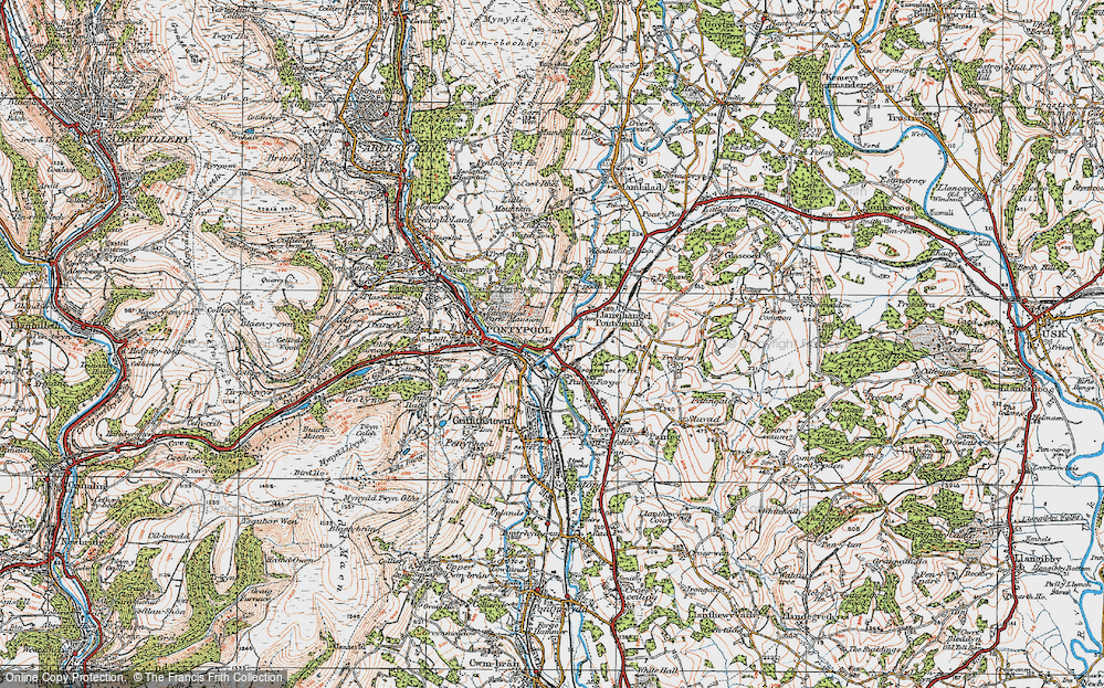Old Map of Historic Map covering Llanvihangel Pontymoel in 1919