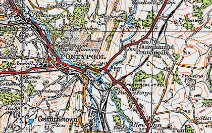 Old map of Llanvihangel Pontymoel in 1919