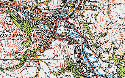 Old map of Pontypridd in 1922