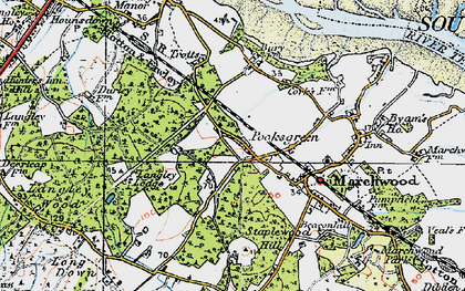 Old map of Pooksgreen in 1919