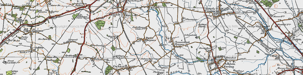 Old map of Poole Keynes in 1919