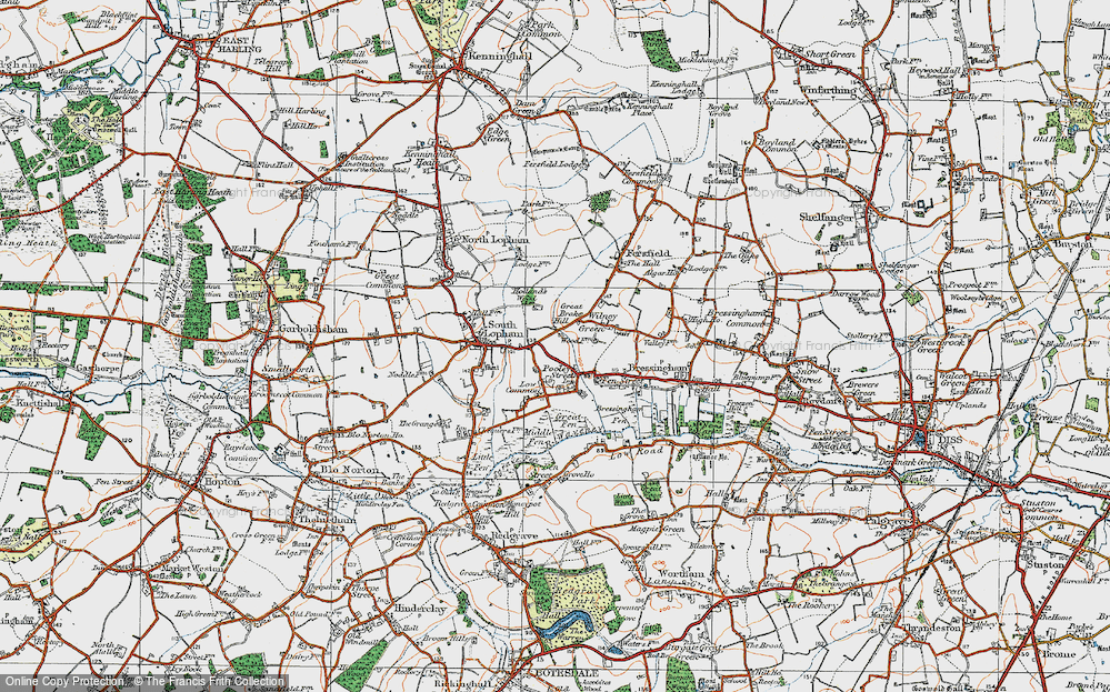 Old Map of Historic Map covering Low Common in 1920