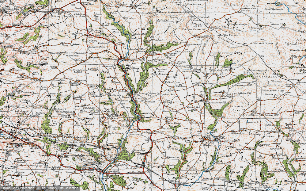 Old Map of Historic Map covering Bornacott in 1919