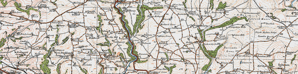 Old map of Bornacott in 1919