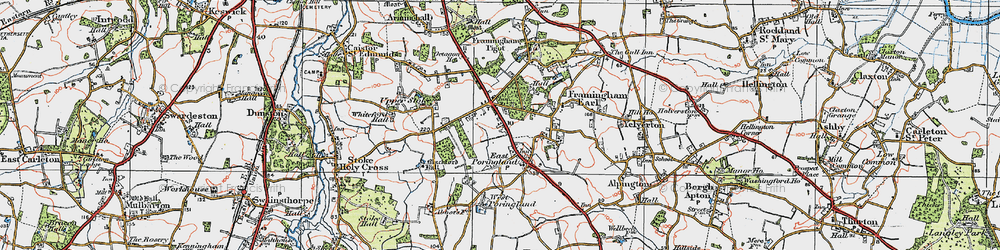 Old map of Poringland in 1922