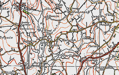 Old map of Porkellis in 1919