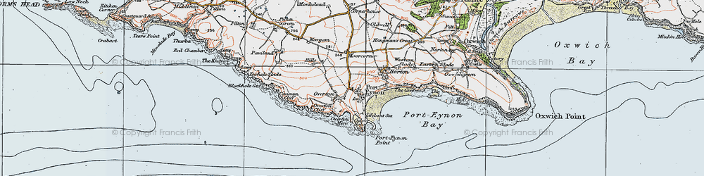 Old map of Port-Eynon in 1923