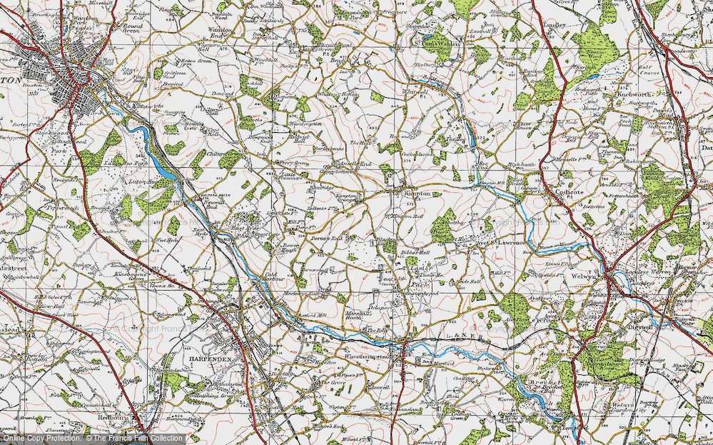 Old Map of Historic Map covering Kimpton Grange in 1920