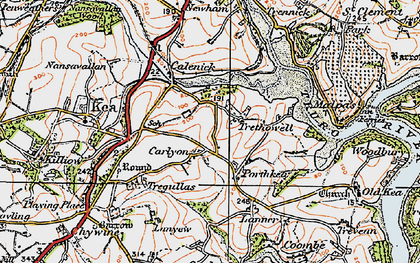 Old map of Porth Kea in 1919