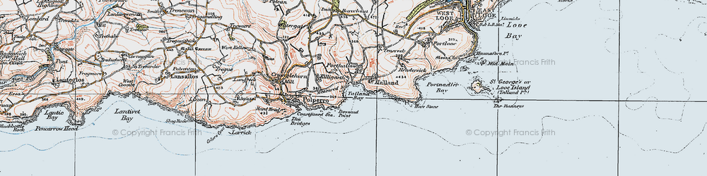 Old map of Porthallow in 1919