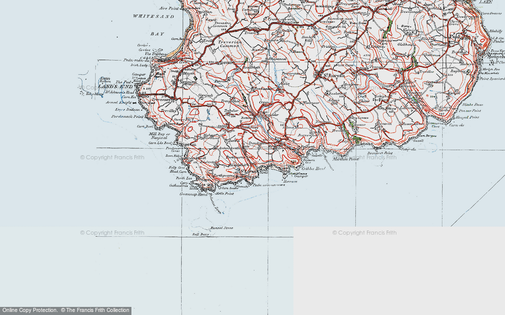 Old Map of Porthcurno, 1919 in 1919