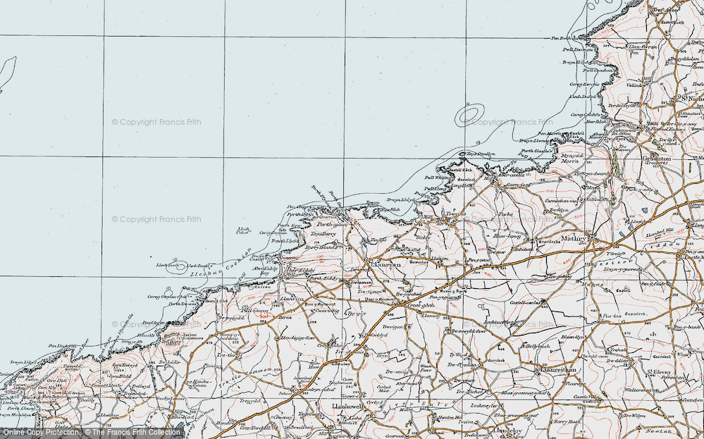 Old Map of Historic Map covering Ynys Barry in 1922