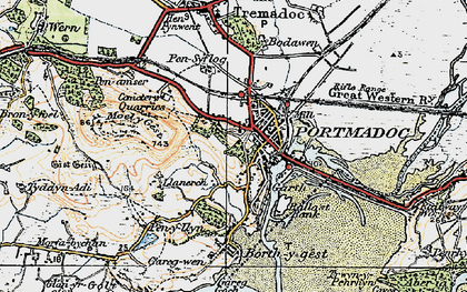 Old map of Porthmadog in 1922