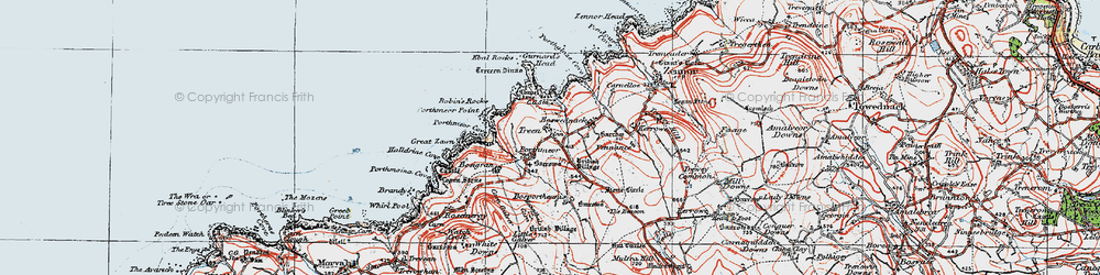 Old map of Gurnard's Head in 1919