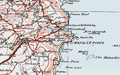 Old map of Porthoustock in 1919