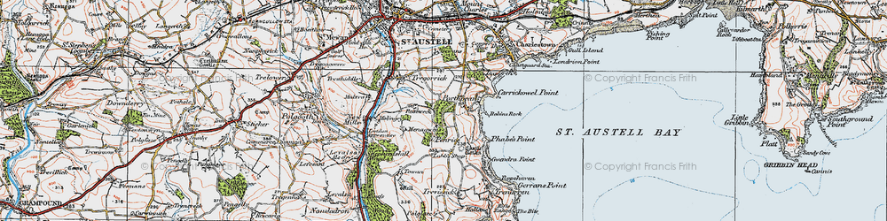 Old map of Porthpean in 1919