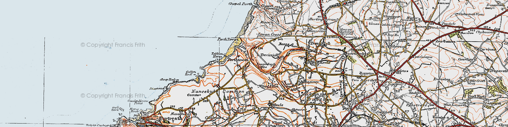 Old map of Porthtowan in 1919