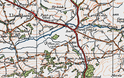 Old map of Porthyrhyd in 1923