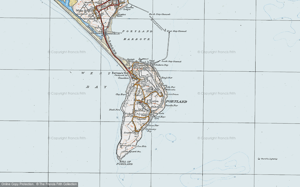 Map Of Portland Dorset Map Of Portland, 1919 - Francis Frith