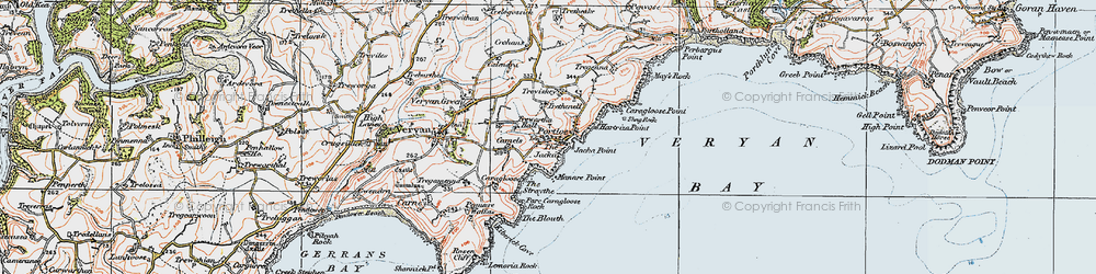 Old map of Portloe in 1919