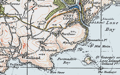 Old map of Portlooe in 1919