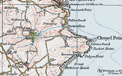 Old map of Bodrugan Barton in 1919