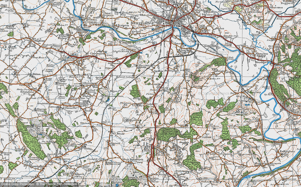 Old Map of Historic Map covering Haywood Lodge in 1920