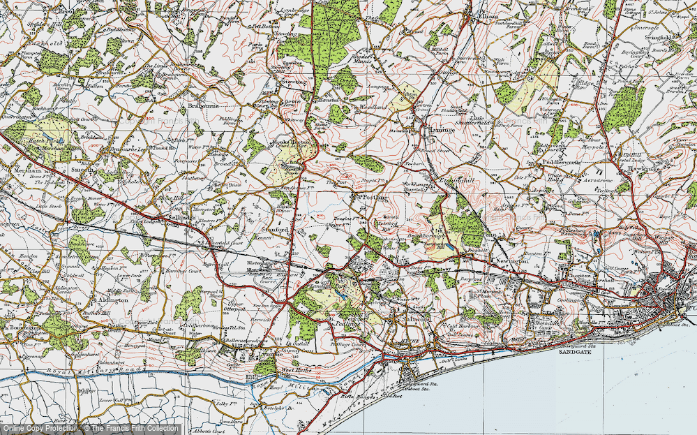 Old Map of Postling, 1920 in 1920