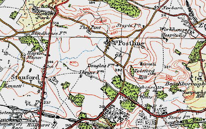 Old map of Postling in 1920