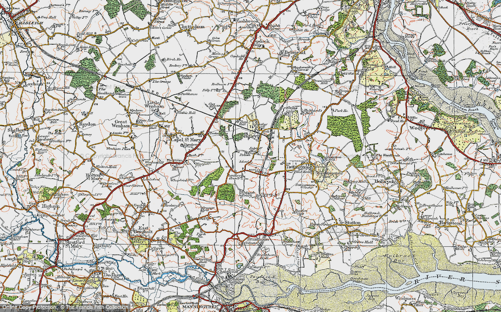 Old Map of Historic Map covering Bentley in 1921