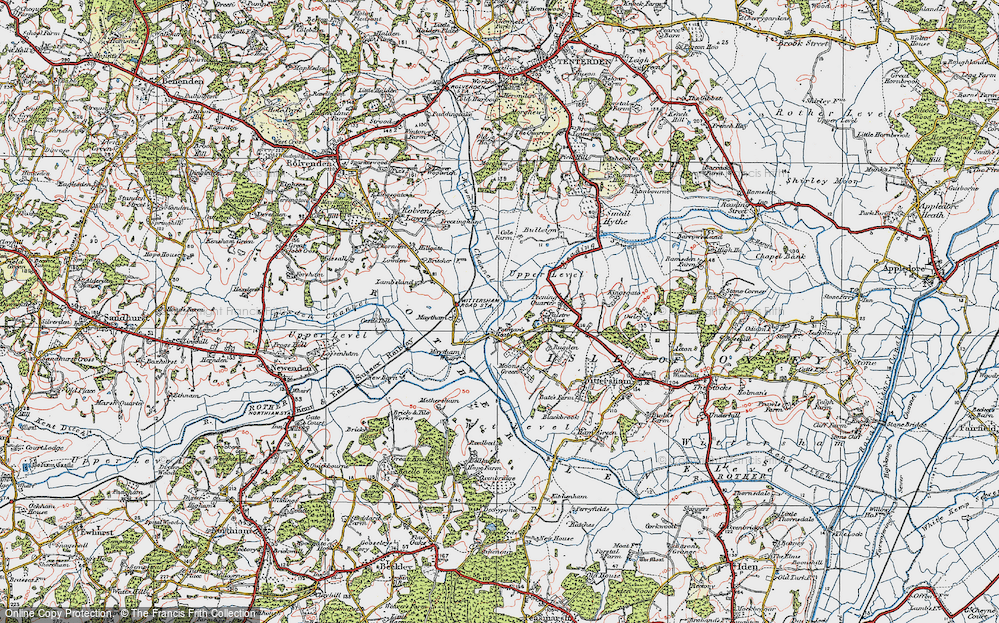 Old Map of Historic Map covering Wet Level in 1921