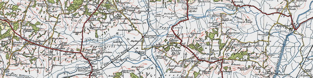 Old map of Wet Level in 1921