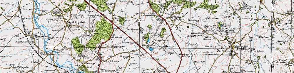 Old map of Battlesden Park in 1919