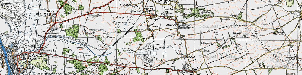 Old map of Leziate Fen in 1921
