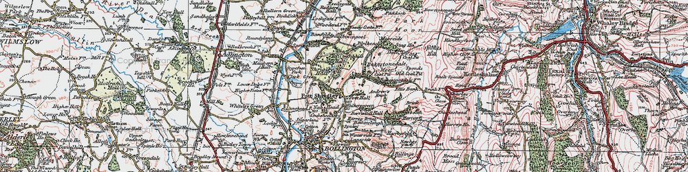 Old map of Pott Shrigley in 1923