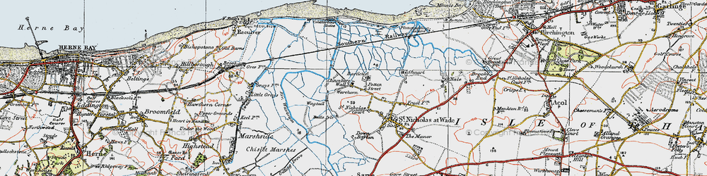 Old map of Bartletts in 1920