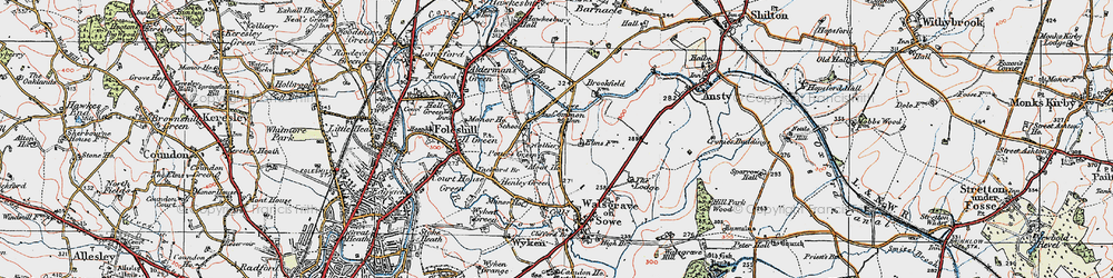 Old map of Potter's Green in 1920