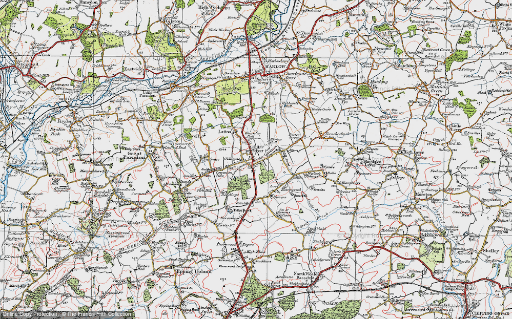 Old Map of Historic Map covering Latton Park in 1919