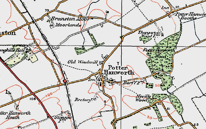 Old map of Branston Moor in 1923