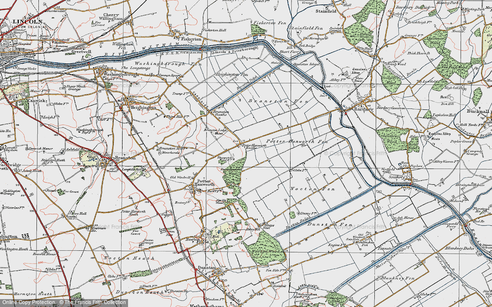 Old Map of Potterhanworth Booths, 1923 in 1923