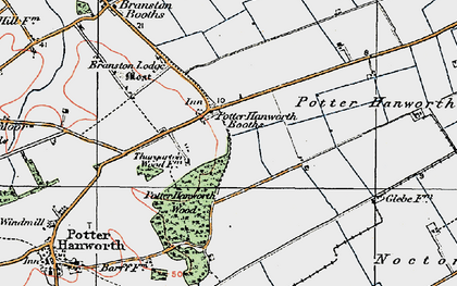 Old map of Potterhanworth Booths in 1923