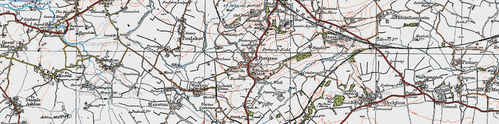 Old map of Potterne in 1919