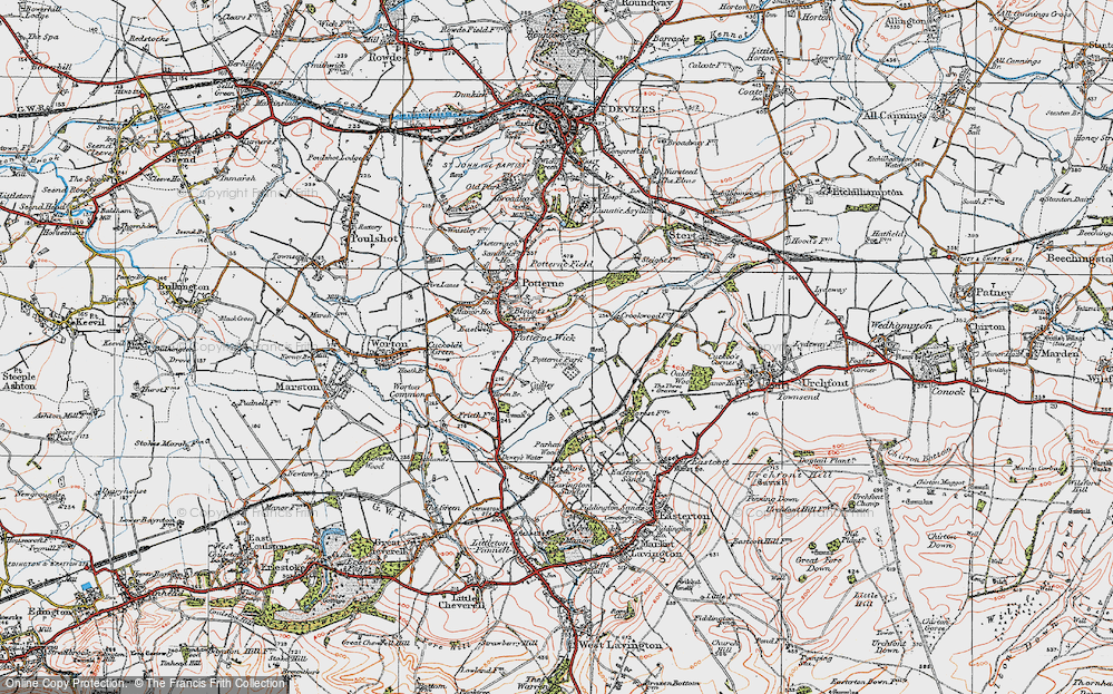 Old Map of Potterne Wick, 1919 in 1919