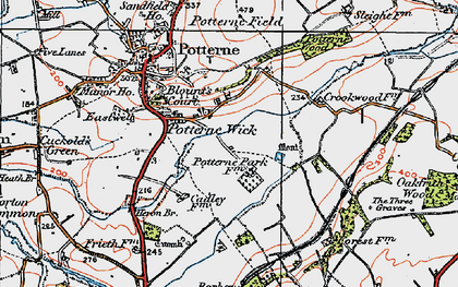 Old map of Potterne Wick in 1919
