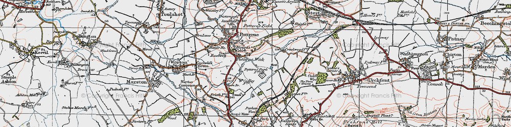 Old map of Potterne Wick in 1919