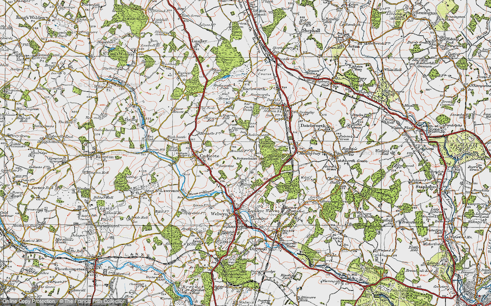 Old Map of Pottersheath, 1920 in 1920